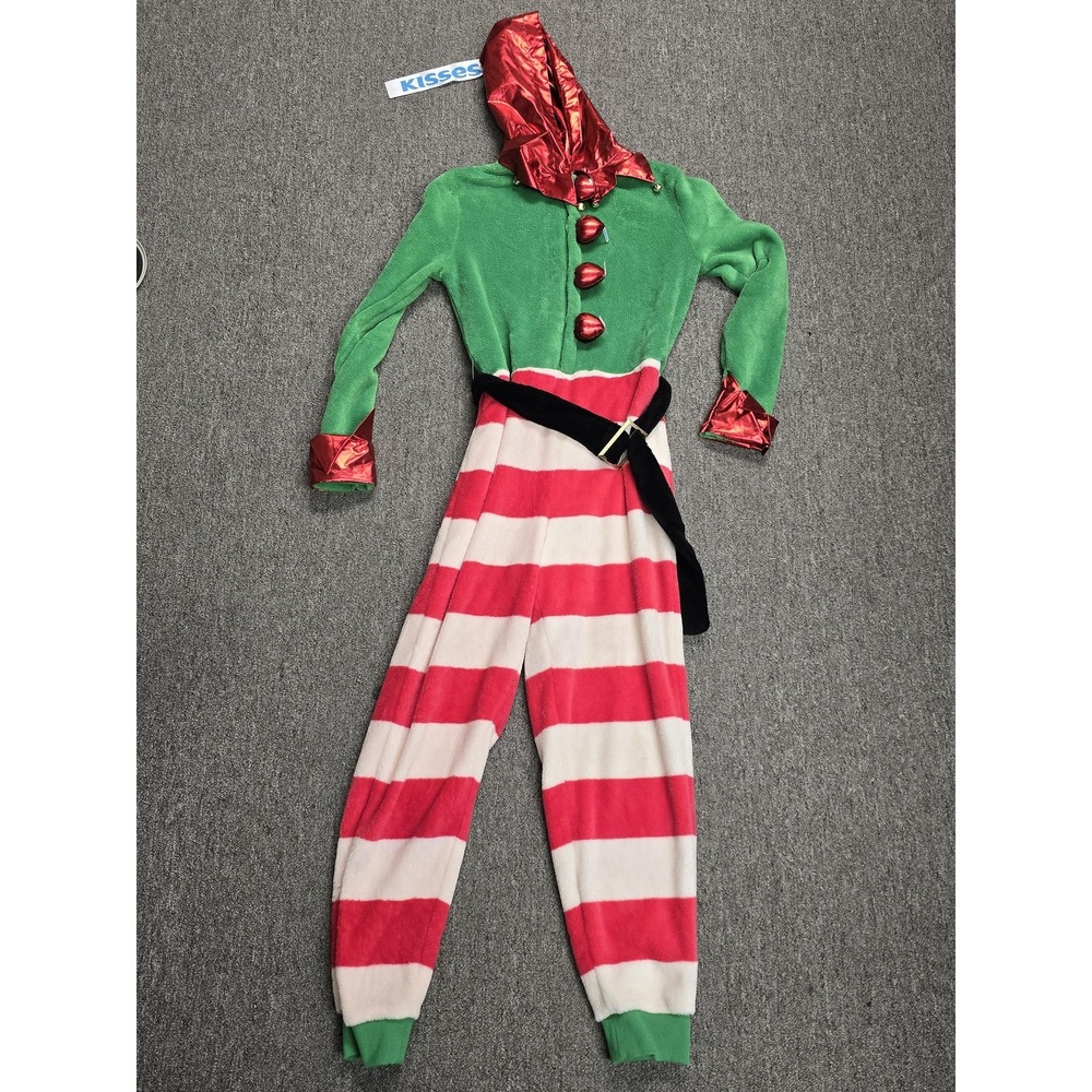 Forever 21 Hershey Jumpsuit Womens Small Green Red Elf Costume One-piece Pajamas